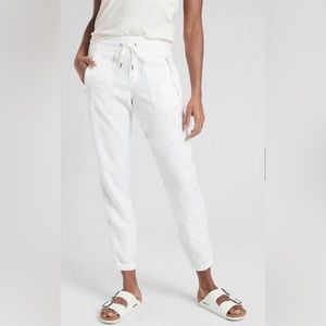Athleta Cabo White Linen Joggers Size 4